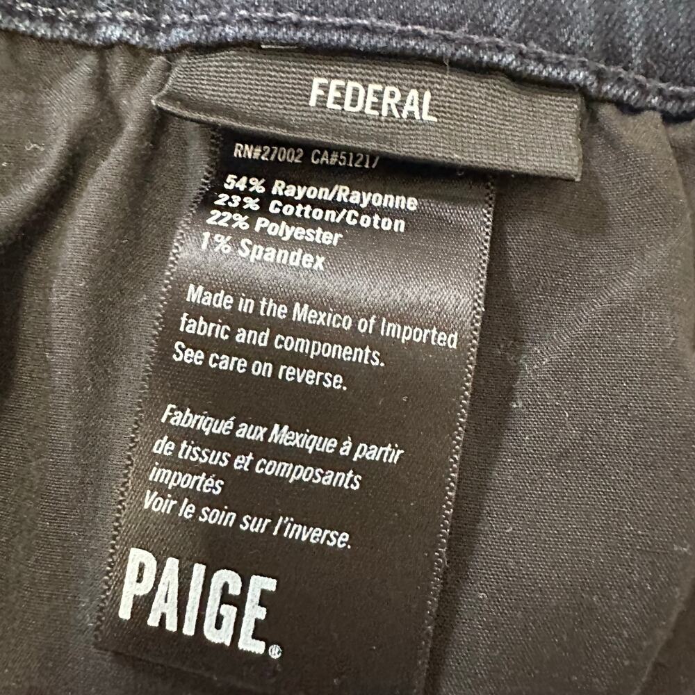 Paige Federal Jeans Slim Straight Inkwell Dark Blue Denim Mens Size 33x32 - Picture 3 of 10